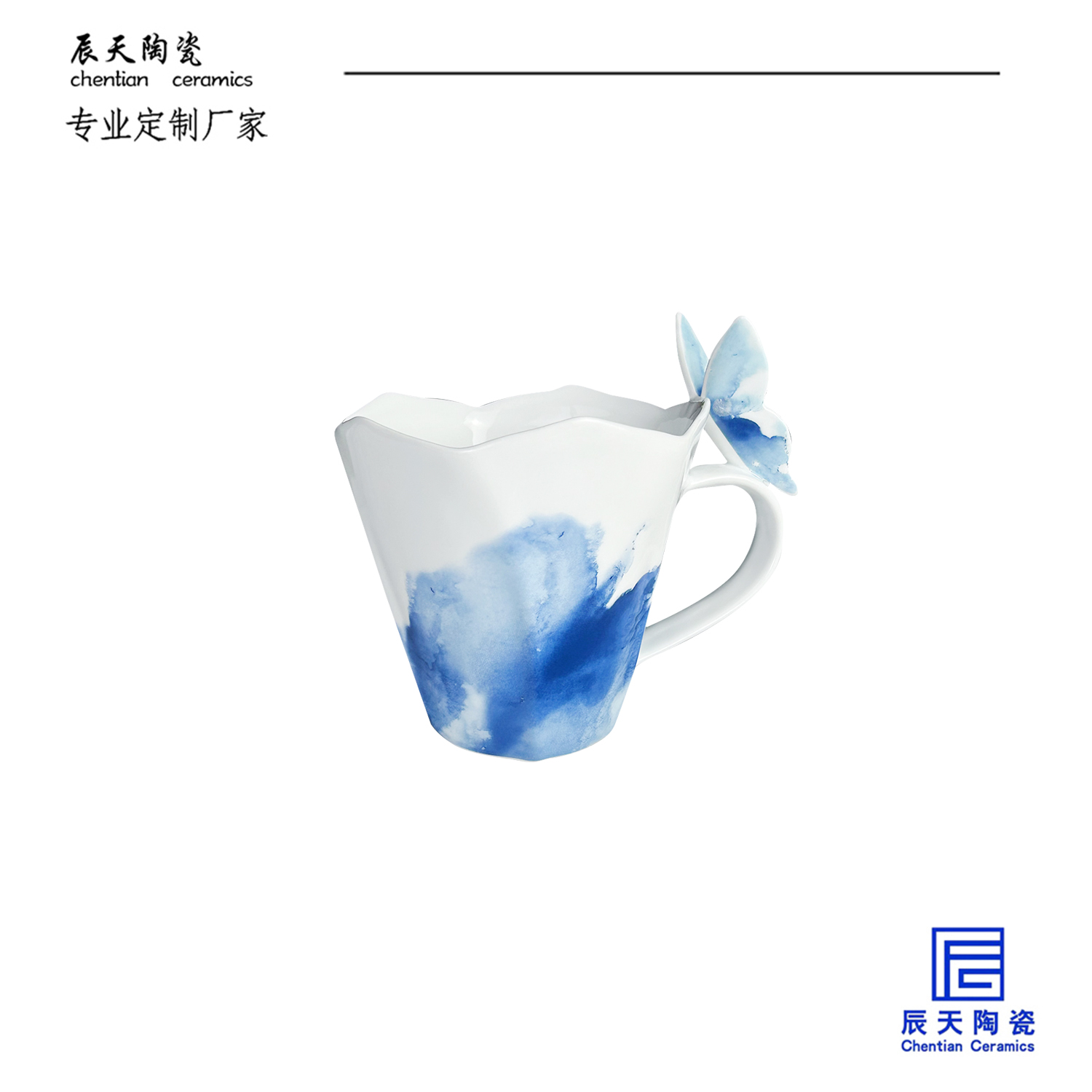 <b>客戶定制 創(chuàng)意蝴蝶花瓣陶瓷馬克杯</b>